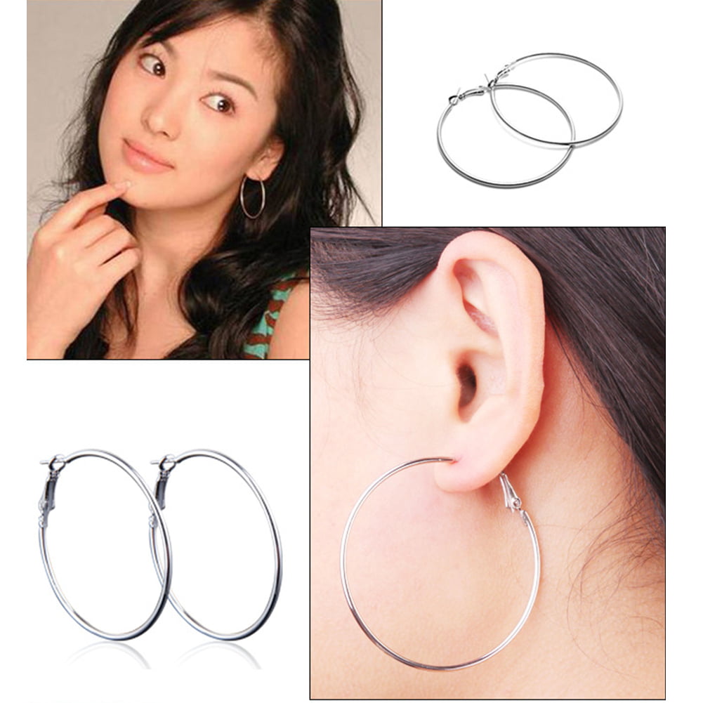 M MOOHAM Big Silver Hoop Earrings for Women, White Gold Plated 925 Sterling  Silver Post Hypoallergenic Large Hoops Earrings Dainty Big Silver Hoop  Earrings for Women Jewelry 30mm - Walmart.ca
