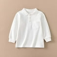 thumbnail image 2 of Hifoo Kids Child Boys Girls Long Sleeve Casual Solid Color Lapel Polo Shirts Gentleman Tops Holiday Shirts T Shirt Back To School Stylish Blouses, 2 of 4