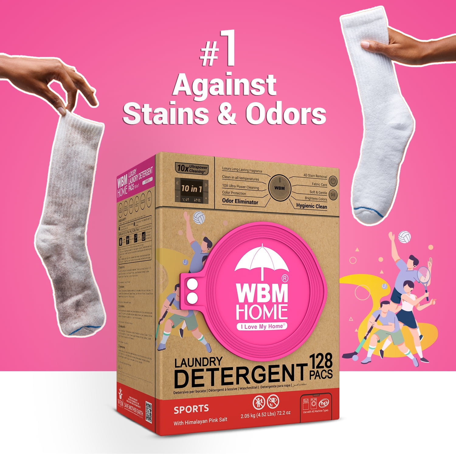 WBM Laundry Detergent Pods, Autumn Scent, 128 Count, Ultra Power Cleaning, Recyclable Packaging