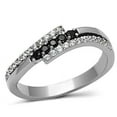 thumbnail image 4 of Women's Stainless Steel Black & Clear Round CZ 3 Row Dual Offset Band Ring, 4 of 5
