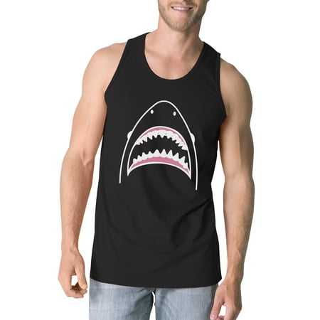 Shark Mens Black Sleeveless Tshirt Summer Cotton Tanks Gift For