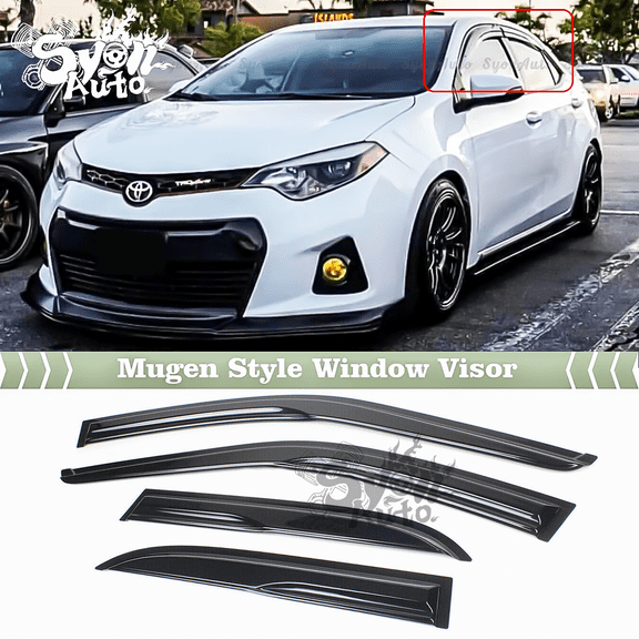 Fits 2014-2019 Toyota Corolla JDM 3D Wavy Mugen Style Window Visor Rain Guard Vent