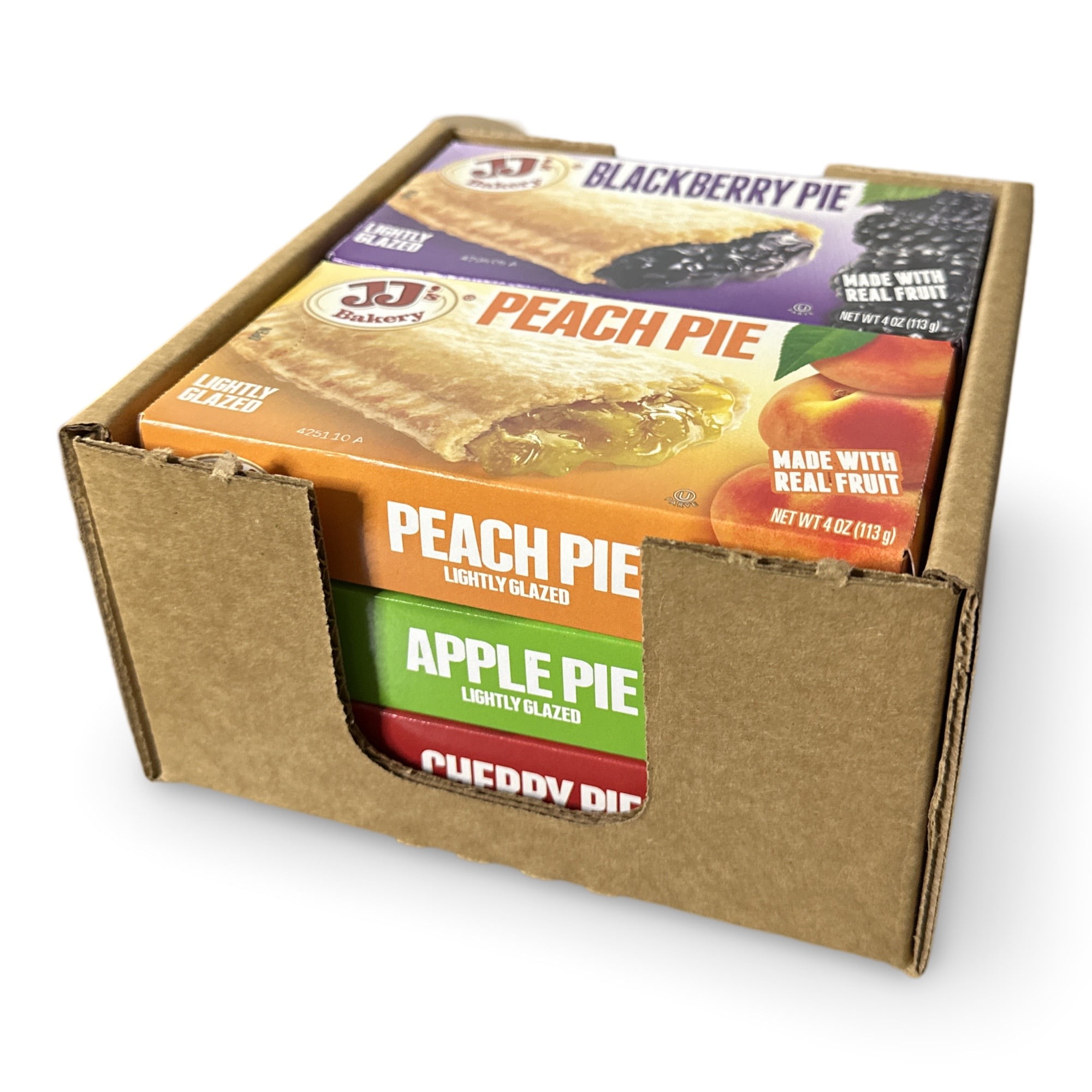 JJ's Bakery Glazed Pie Fruit Flavored Variety Pack, 4 Oz Individually Boxed | Pack of 12