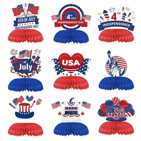 

9 Pcs Blue And Red Fourth Of July Decorations Decor For Patriotic Party Ornaments USA Flag Letters Party Ornaments Garden Gnome Statue Solar Gymnastic Ornament Solar Outdoor Statues for Garden Large