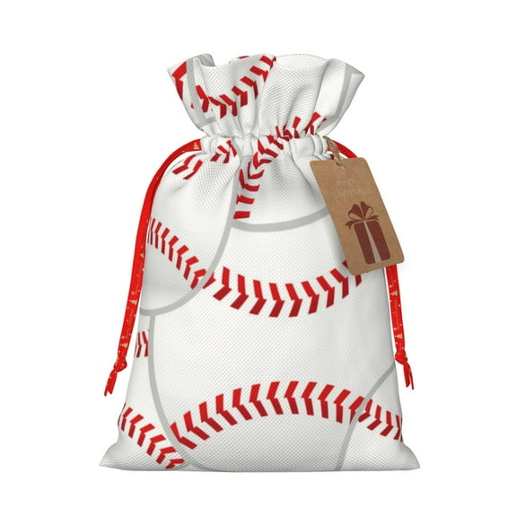 Naloa Baseballs Drawstring Christmas Bags, 3D Xmas Gift Bags, Christmas Wrapping Bags, Xmas Goodie Bags, Treat Pouch Bags, Party Favor Bags-