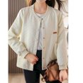 thumbnail image 4 of Chaquetas sólidas para mujer, chaquetas de béisbol de gran tamaño de estilo coreano, cárdigans rómbicos, abrigos de manga larga, ropa holgada de otoño para mujer, 4 of 4