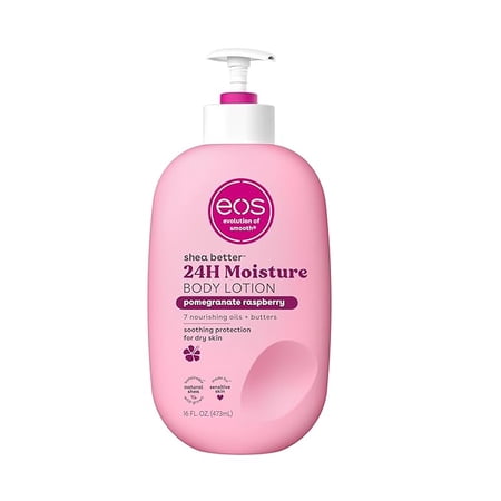 eos Shea Better Body Lotion- Pomegranate Raspberry, 24-Hour Moisture Skin Care, Lightweight & Non-Greasy, Made with Natural Shea, Vegan, 16 fl oz