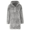 thumbnail image 4 of Maxi Dresses for Women Women Oversized Hoodie Dress Fuzzy Pullover Winter with Pocket Quater Zip Sweatshirt Fall Tops Casual Loungewear S-212 Gray 3XL, 4 of 6