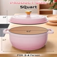 thumbnail image 5 of Ktaxon 5 Quart Enameled Cast Iron Dutch Oven with Upgraded Textured Handles Pre-Seasoned Cookware, Induction & Oven Safe up to 500°F, Pink, 5 of 11