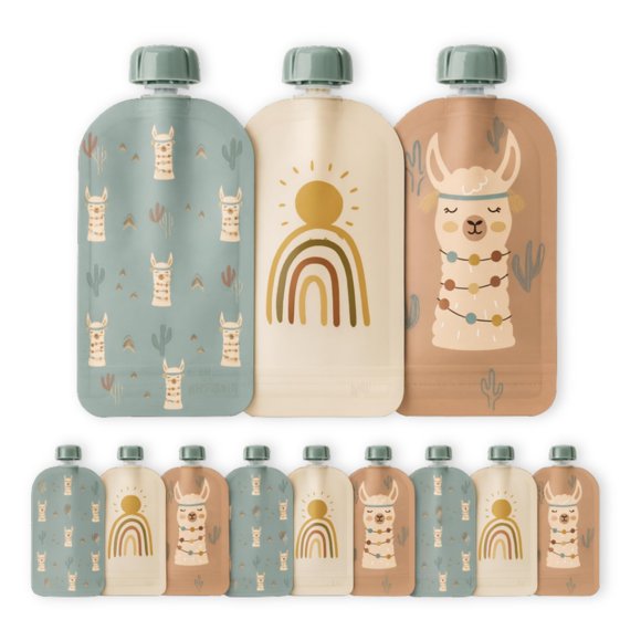 Bolsas reutilizables de comida para bebés Hippypotamus, paquete de 12, sin BPA