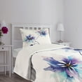 thumbnail image 3 of Ambesonne Floral Quilted Bedspread Set 2 Pcs, Retro Flowers Watercolor, Twin Size, White Purple Blue, 3 of 5