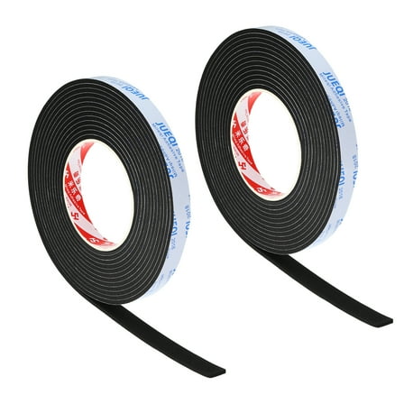Uxcell 5/8"W x 1/8"T x 16.4Ft EVA Single Sided Foam Tape, Black 2Pcs