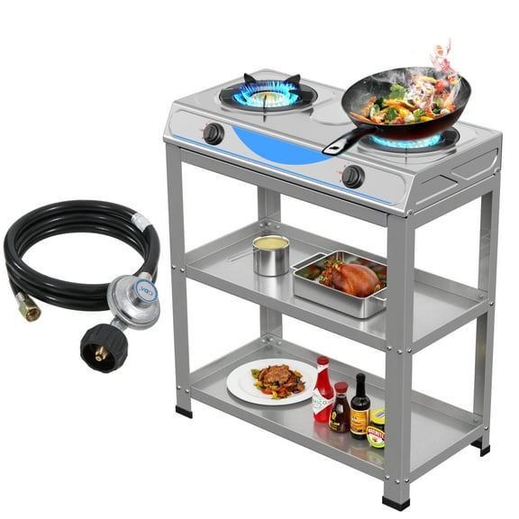 Propane Gas Stove,2 Burner Propane Burner, with Removable Leg,Auto Ignition Camping Stove,Portable Gas Stove for RV, Apartment, Outdoor