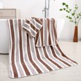 thumbnail image 4 of HBBKVI Set of 3 Stripe Towels - Bath Towels Hand Towels Washcloths, Super Soft Thickened Towels for Travel Bathroom Hotels Gym, Quick Dry Highly Absorbent Towels Brown, 4 of 6