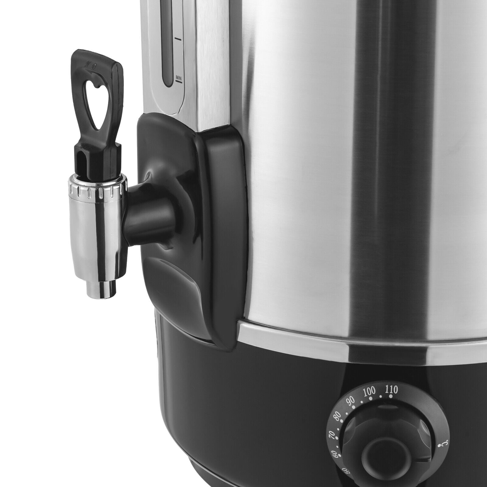 20L Commercial Electric Water Heater - 2200W Stainless Steel Hot Water Bucket with Faucet, 30-110°C Adjustable Temperature (Silver/Black)