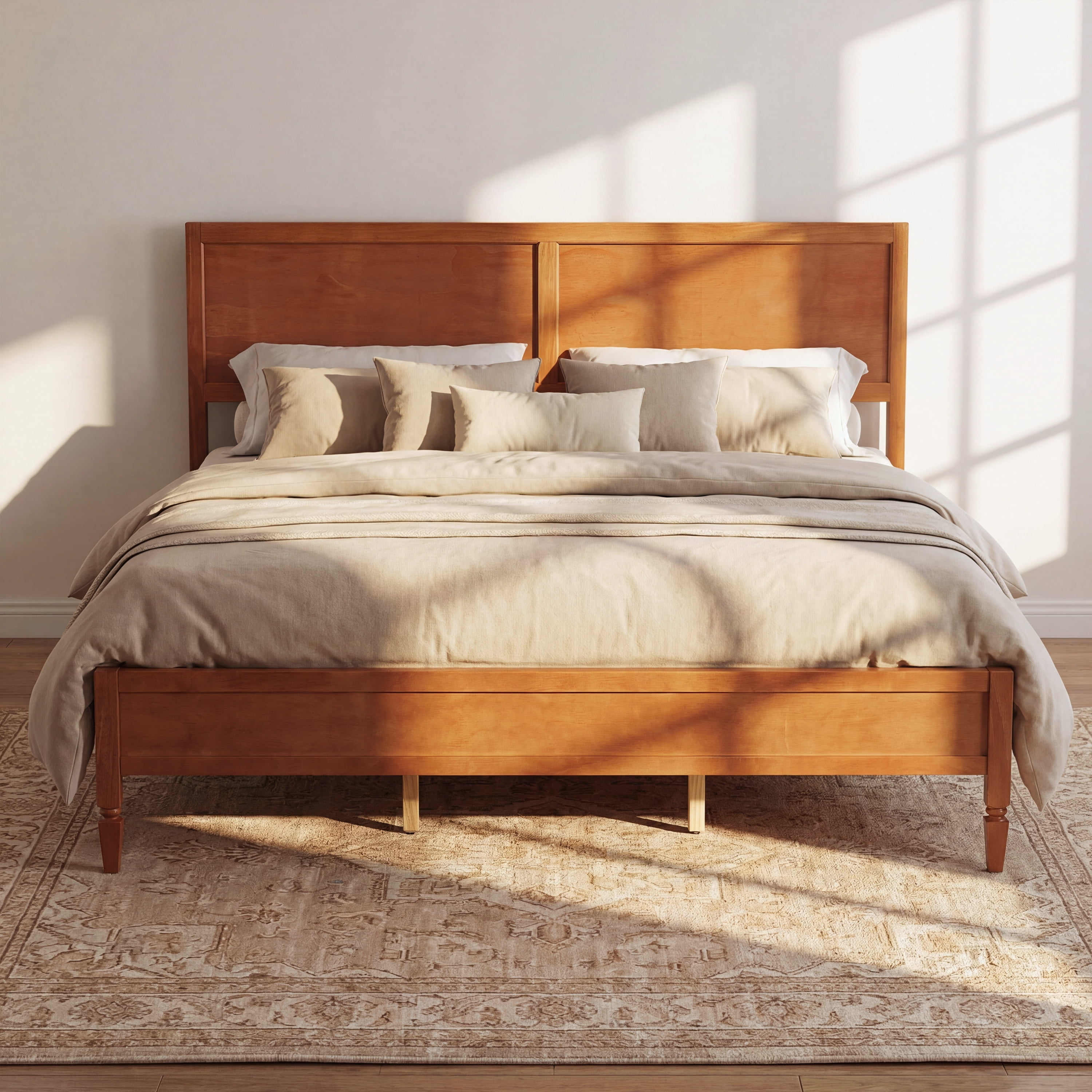 King Size Classic Wood Platform Bed Frame, No Box Spring Needed, Easy Assembly