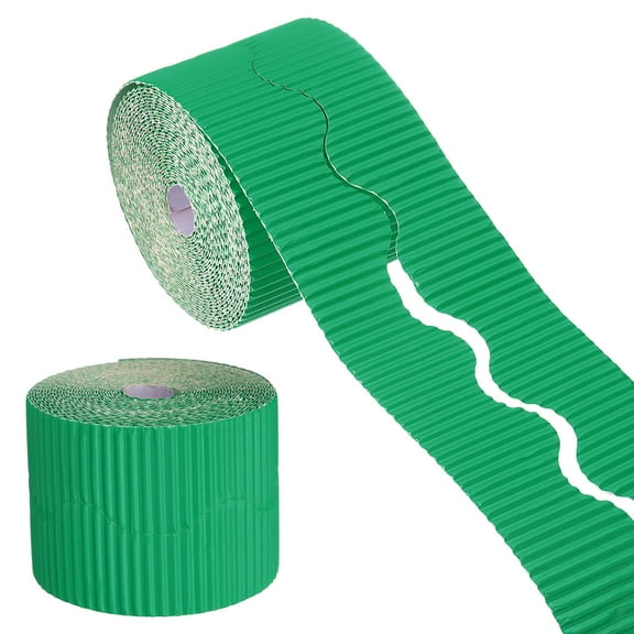 Uxcell 49.2ft Bulletin Board Border, Corrugated Paper Decorative Wavy Border, Scalloped Rolled Border Trim for Crafts Classroom Offices DIY Project Party Birthday Decoration, Deep Green