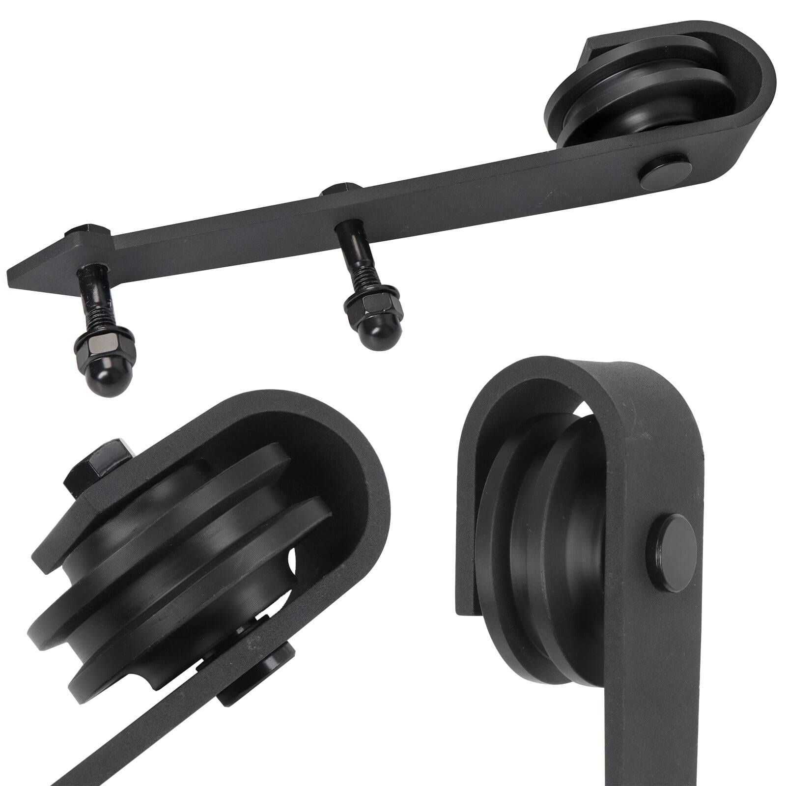 SuperDeal Modern 12FT Double Sliding Barn Doors Hardware Track Kit Frosted Black