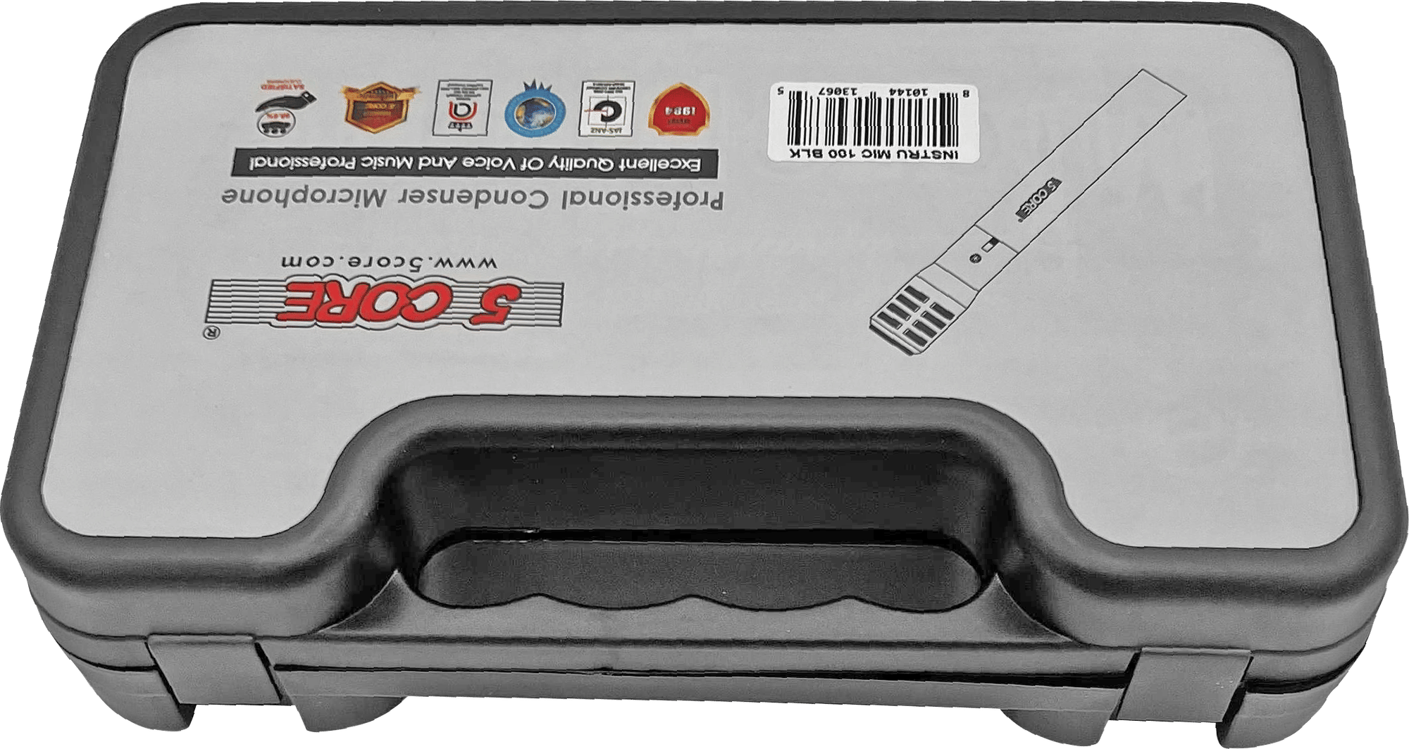 Professional Instrument Microphone Pencil Mic Condenser Cardioid Unidirectional Stick Microfono with Windscreen Mic Clip & Case - INSTRU MIC 100 Black