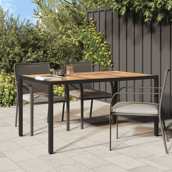 vidaXL Garden Dining Table Black 59.1x35.4x29.5 in Poly Rattan