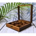 thumbnail image 4 of India House Masala Dabba, Brown Rosewood Wooden with Lid and Spoon Spice Food Storage Jars (9 Count), 4 of 11