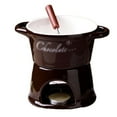 thumbnail image 1 of Ceramic Fondue Pot Set for Chocolate & Cheese, Tealight Powered Melting Warmer with 1 Fork for Parties, 1 of 10