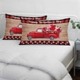 thumbnail image 3 of Valentine's Day Pillow Covers, Linen Long Throw Pillow Case, Red Truck Roses Love Plaid Wood Retro Holiday Pillow Protector Decorative Cushion Cover for Living Room/Bedroom 20" x 36", 3 of 8