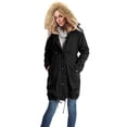 thumbnail image 5 of Women's 3 in 1 Maternity Puffer Coat, Knee Length Hooded Parka with Removable Faux Fur Trim, Adjustable Belly Panel, Winter Pregnancy Jacket Black XXXL, 5 of 9