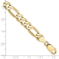 thumbnail image 2 of Diamond2Deal 14K Yellow Gold 7mm Flat Figaro Chain Bracelet 9 inch for Women, 2 of 5