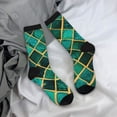 thumbnail image 5 of Hirioo Green Mosaic Glass Pattern Adult Middle Tube Socks Breathable Sock Non-Pilling,Contrasting Color Design, 5 of 6