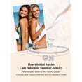 thumbnail image 6 of Bestyle Ankle Bracelets with CZ Heart & Initial Charms, Layered Anklets for Women Non Tarnish A to Z Summer Beach Mother's Day Gifts, 6 of 7