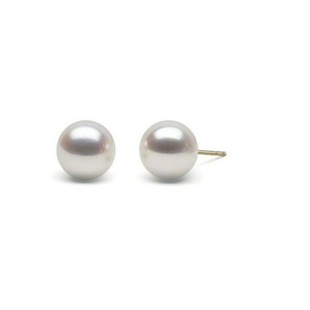 earrings pearlyta akoya 14k stud pearl yellow gift gold mm fine round jewelry