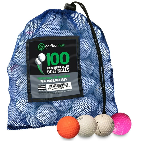 Golf Ball Nut – Mixed Brands Recycled Golf Balls Bulk for Hit-Away & Practice – 2A Fair Quality – 100-Pack