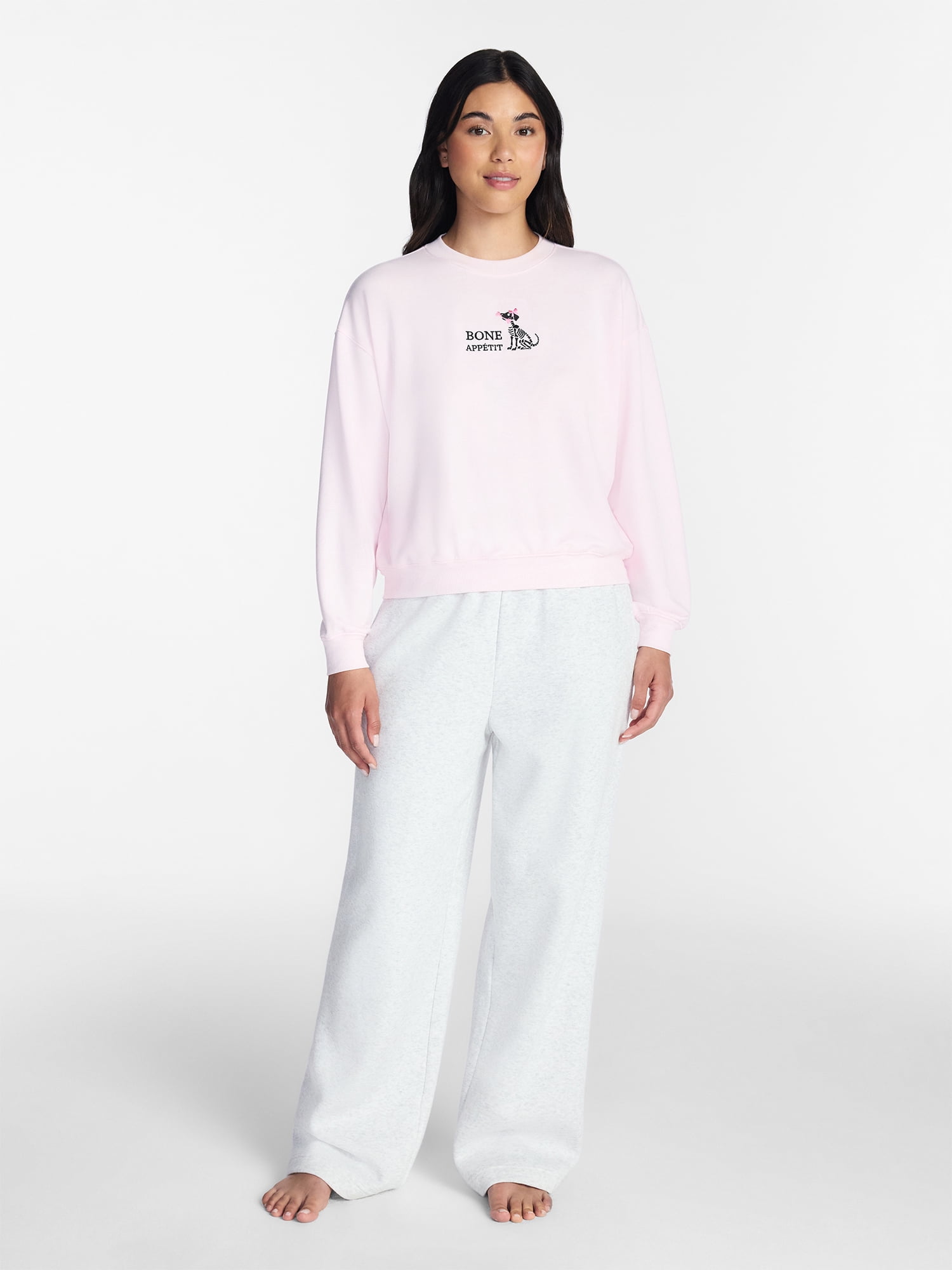 Halloween and Fall Women's French Terry Knit Lounge Sleep Top with Long Sleeves, Sizes XS-3X