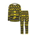 thumbnail image 3 of Mens 2 Pack Pajama Set Long Sleeve Pajamas Top and Pants Pjs Set Loungewear, Danger Caution Warning Police Stripe, 3 of 6
