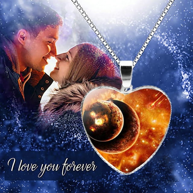 Up to 65% Off Solar System Planet Galaxy Glass Universe Heart shaped Pendant Necklace Necklace Rings Earring Jewelry on Clearance