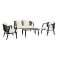 thumbnail image 6 of YIORTWO 4-Piece Outdoor Patio Furniture Set, Iron Frame Bistro Set with Cushioned Seating, Includes Table & Bench, for Garden, Poolside, Balcony - Beige, 6 of 12