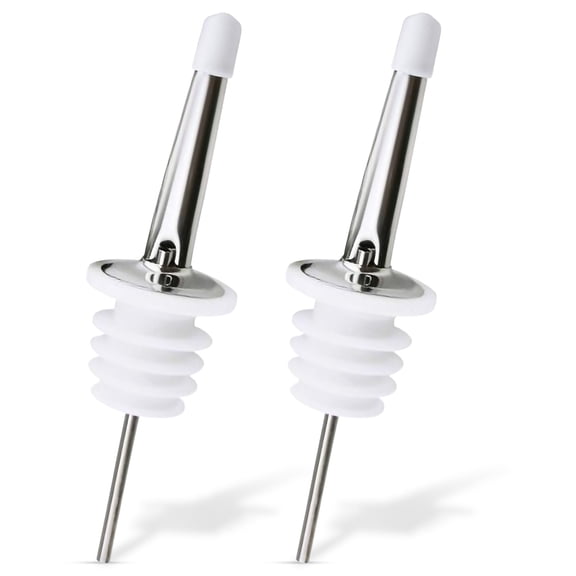 Trovety White Liquor Dispenser Spouts, Classic Speed Pourers for Alcohol, Olive Oil and Shave Ice Syrup, 2 Pack