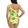 thumbnail image 5 of Cauagu Funny Frogs Print Women's Sexy One Piece Swimsuits One Shoulder Ruffle Tummy Control Bathing Suit Slimming Swimwear-Large, 5 of 6