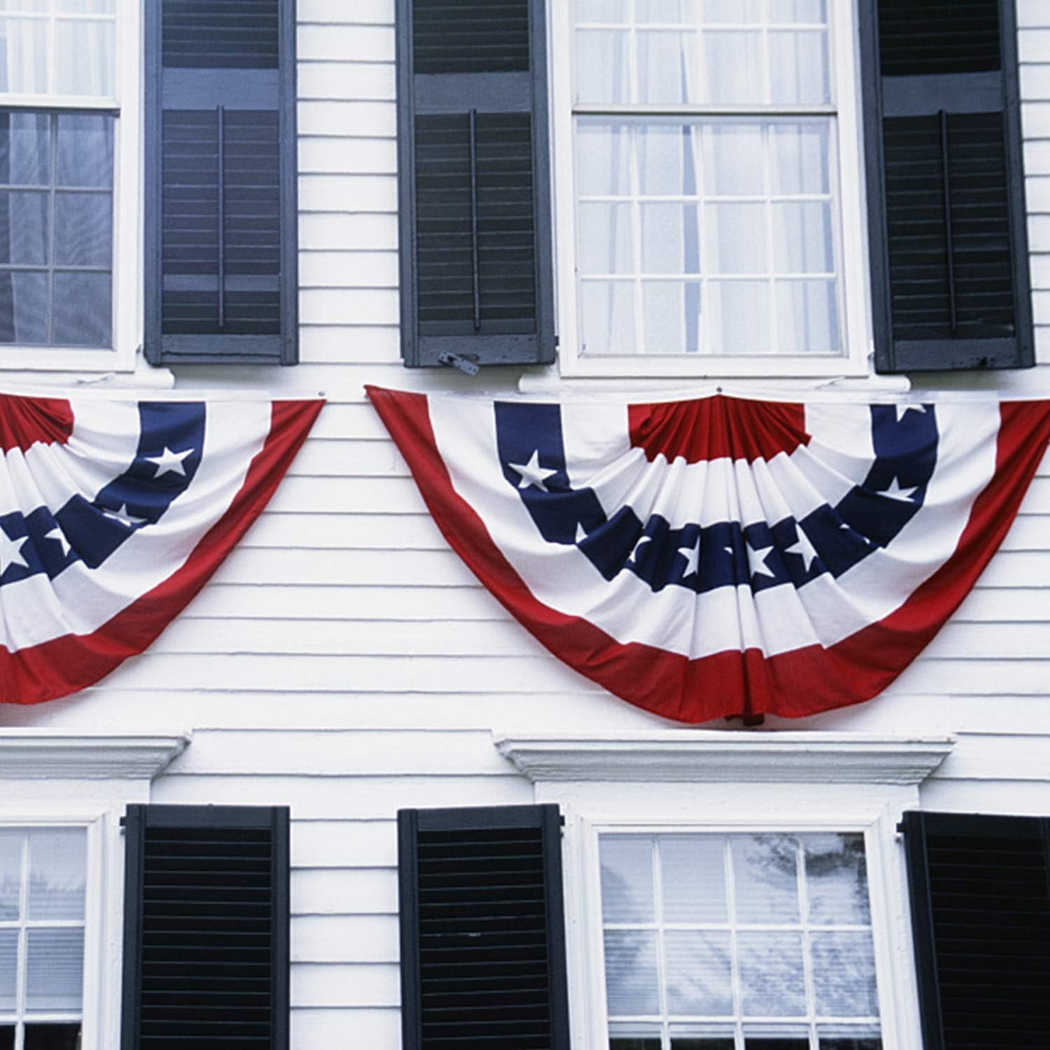 6Pcs USA Pleated Fan Flag Half Fan Banner American Bunting Decoration Memorial Day, Independence Day Memorial Day and Labour Day -18inchx35inch