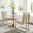 thumbnail image 4 of Ergode Privy Gold Stainless Steel Upholstered Fabric Dining Accent Chair Set of 2 - Gold Beige, 4 of 4