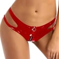thumbnail image 3 of Minipantalones cortos Outfit FEOYA de piel sintética para mujer, color rojo, talla S, 3 of 6
