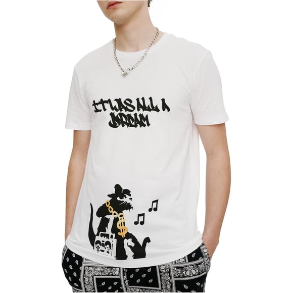 Elevenparis Hombre It Was All A Joke Camiseta gráfica blanca S