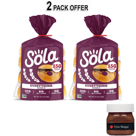Sola Bread Wheat Everything Bagels, Non-GMO, 12.4 oz