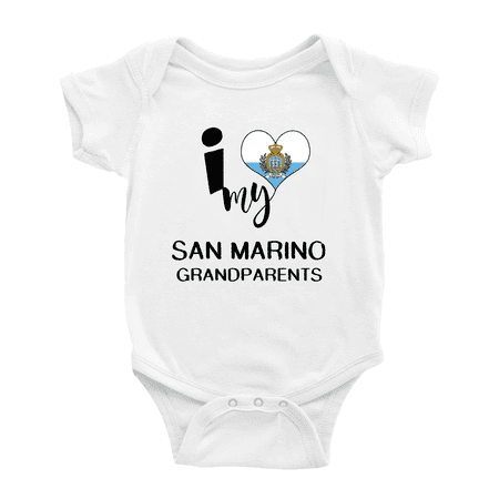 

I Heart My San Marino Grandparents Love Flag Newborn Clothes Outfits (White 6-12 Months)
