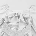 thumbnail image 6 of Miluxas Girls Solid Color Dress Puff Sleeves for Holiday Party Photo Shoot Elegant Flowy Skirt White 160(160), 6 of 8