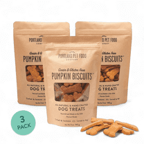 Portland Pet Food Company Pumpkin Dog Treats Healthy Biscuits for Small Medium & Large Dogs - Grain-Free, Human-Grade, All Natural Cookies, Snacks & Training Treats - Made in The USA - 3 Pack (5 oz)