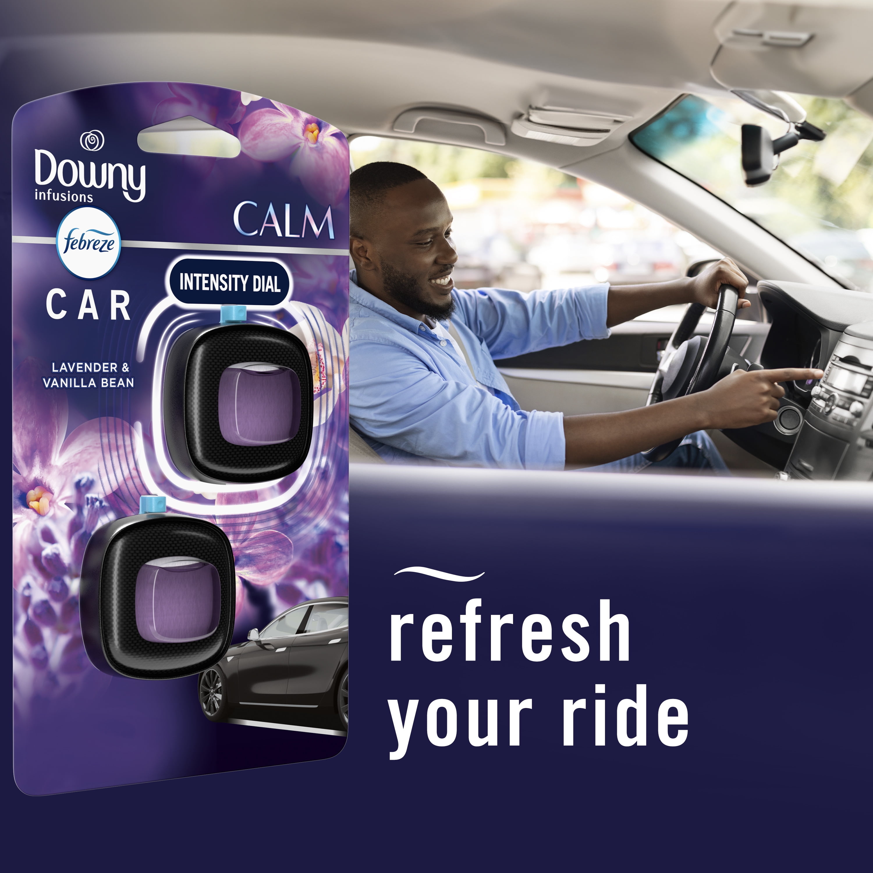Febreze Odor Eliminating Car Air Freshener, Lavender & Vanilla Bean, 0.7 fl oz, 2 Count