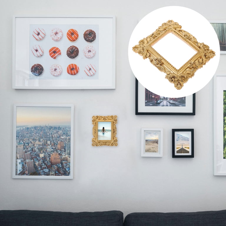 Beeveer 6-Pack Vintage Small Gold Picture Frames - Baroque Resin Frames With Glass, 2.5x3.5 Inch