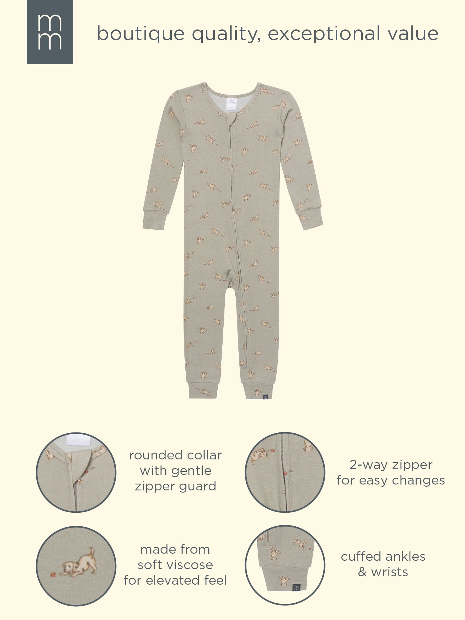 Modern Moments by Gerber Gender Neutral Viscose One-Piece Pajama, Sizes 12 Months - 5T